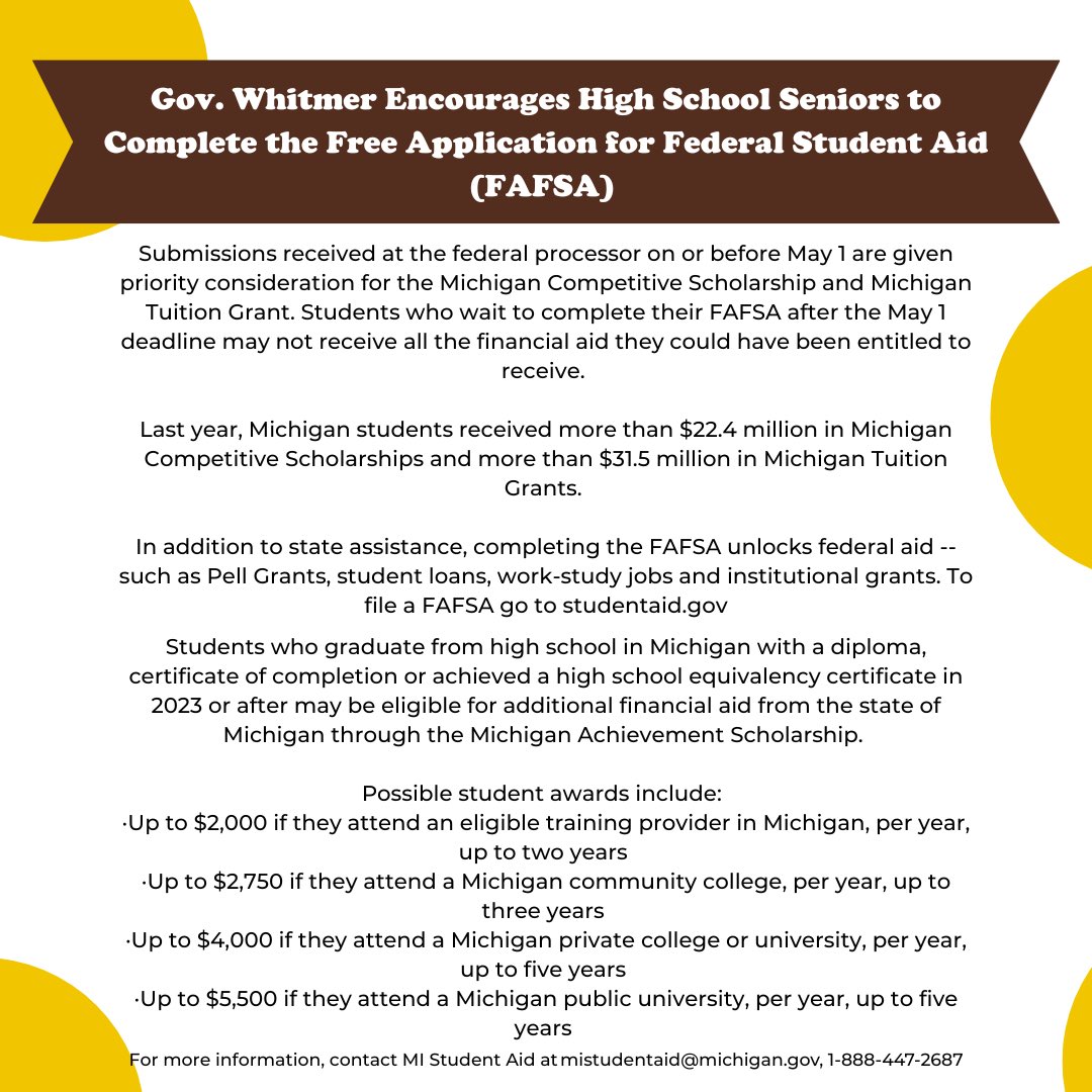 File your FAFSA today and take advantage of these student aid opportunities! Go to studentaid.gov for more info.