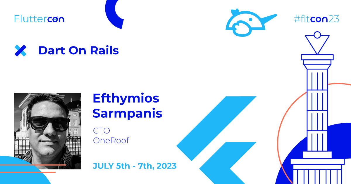 Let's give it up for <a href="/efthemess/">Efthymis 💙</a> ✨ 

Sarmpanis will be speaking at #ftcon23 – they will delve into how to use the #MVC pattern in a server-side #Dart blog web application by drawing on the approach used by #Rails in #Flutter. 

Full abstract here: fluttercon.dev/efthymios-sarm…