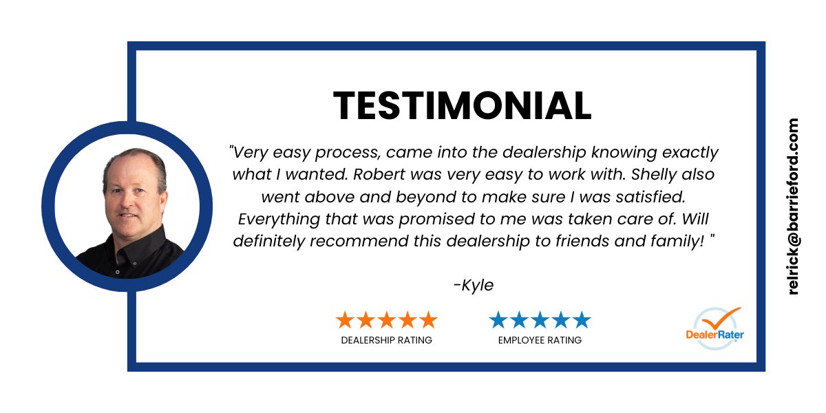 RobertElrick17's tweet photo. Testimonial Tuesday: Another satisfied customer! 🌟👍 
It was a pleasure helping Kyle find the perfect Truck. 

#HappyCustomers #TestimonialTuesday #FordTruck https://t.co/km6EETjTeC