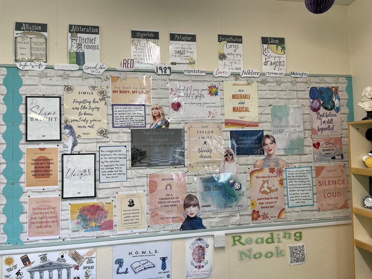 🎵 ARE YOU READY FOR IT? 🎵 Finished my Taylor Swift display and I just love it. Delighted to be able to recognise the literary genius of this woman’s lyrics. I’m also buzzing at the amount of kids who have been taking photos/selfies with the wall too 🙈