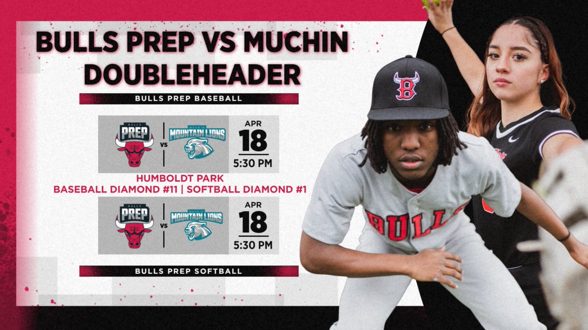 GoBullsPrep's tweet photo. Bulls Prep vs Muchin double dip this afternoon!  Baseball and Softball take the field at Humboldt Park at 5:30pm in these @BeNobleLeague matchups!

#WeOverMe https://t.co/nRmBGKgbmo