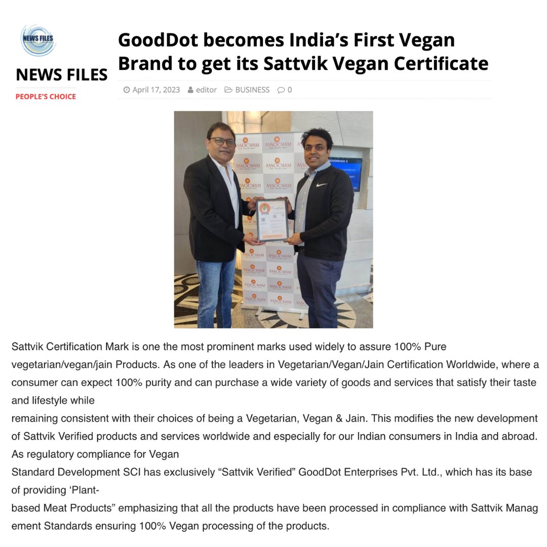 sattvikindia's tweet photo. It’s a pleasure to associate with a brand like GoodDot, where the objective is to increase the natural and safe use of plant-based products and set a benchmark by terminating the processes harming nature. #gooddot #sattvikhaitoshudhhai #sattvikcouncilofindia https://t.co/VLDvexDuE1