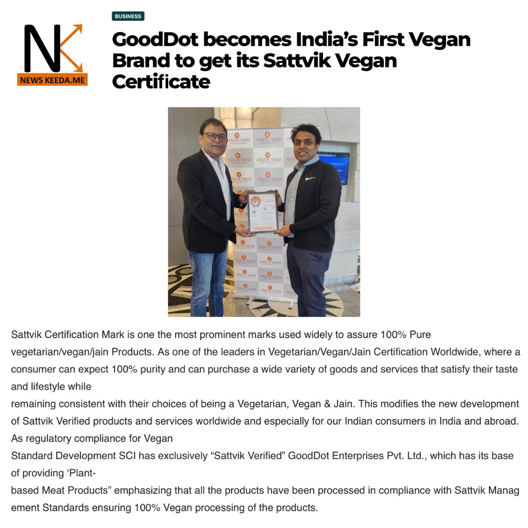 sattvikindia's tweet photo. It’s a pleasure to associate with a brand like GoodDot, where the objective is to increase the natural and safe use of plant-based products and set a benchmark by terminating the processes harming nature. #gooddot #sattvikhaitoshudhhai #sattvikcouncilofindia https://t.co/VLDvexDuE1