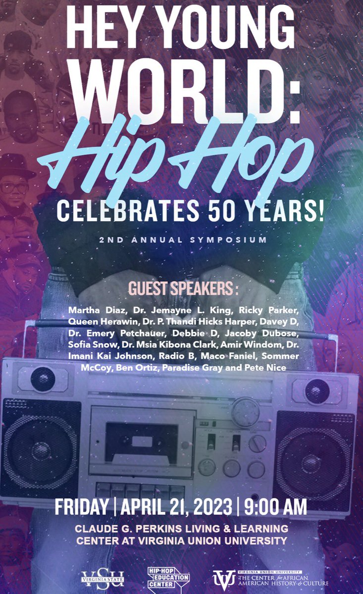 DrHicksHarper's tweet photo. Excited to learn & share with some dope presenters at this #HipHop50 symposium. #hiphopeducation #hiphoped #hiphopdev #hiphopstudies Come thru‼️ https://t.co/bSFVf86xFC