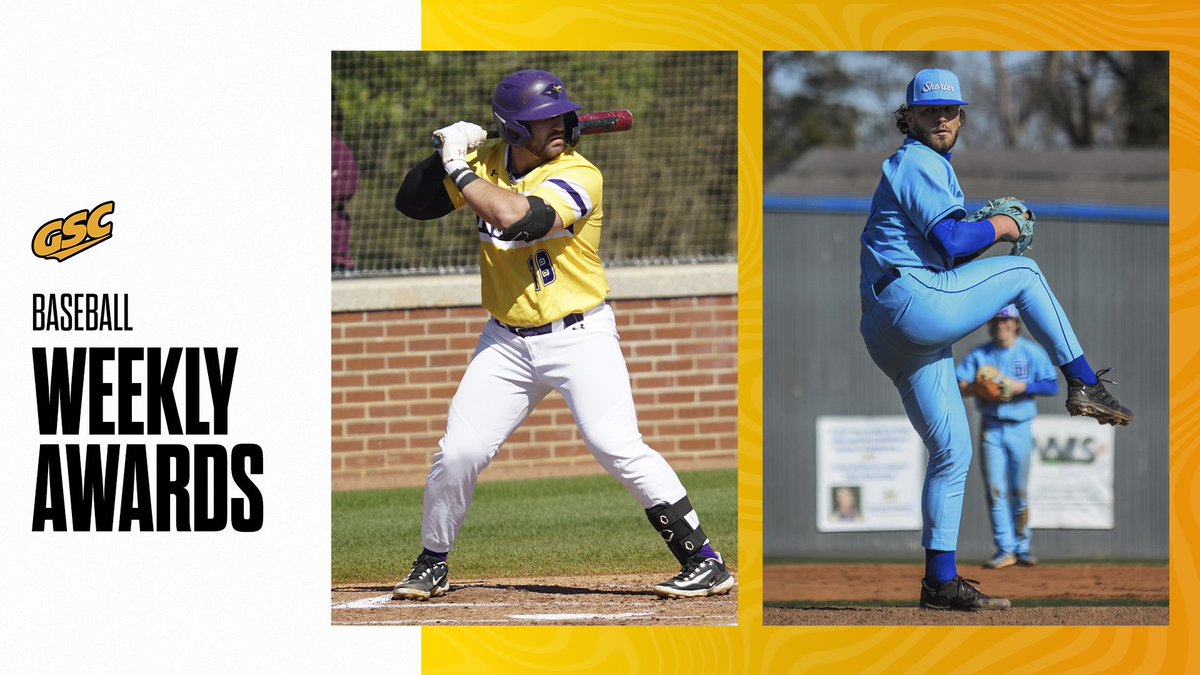 GulfSouth's tweet photo. A big weekend performance translated into weekly #GSCbsb awards for @UMoTownBaseball's Sam Kuchinski and @HawksBaseballSU's Tanner Folds (Apr. 18)

📰 https://t.co/qH1z0Xyy3m https://t.co/QUWr6kDkm3