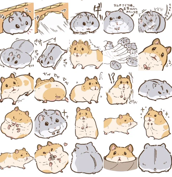 ハムスターLINEスタンプを……ゴールデンとジャンガリアンの2種作っています…… 