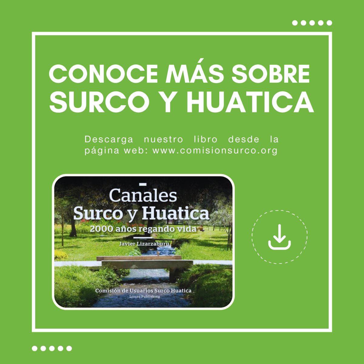 SurcoRegantes's tweet photo. Este libro te llevará en un recorrido fascinante por la historia de estos canales, y descubrirás por qué juegan un papel importante en la sostenibilidad de Lima. #Surco #huatica #Lima #LibrosRecomendados #agua #canales #Historia #peruanos https://t.co/4Uz93r0WDx