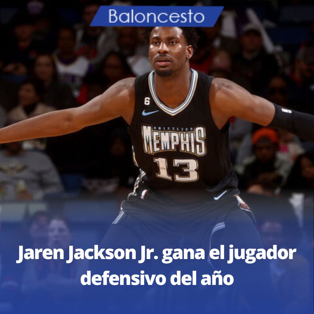ZonaClutch's tweet photo. 🚨El jugador de Memphis Grizzlies Jaren Jackson Jr. es el jugador defensivo del año de la temporada 2023, así lo anunció la NBA.

Jackson obtuvo el premio venciendo a jugadores como Brook López y Evan Mobley.

#nba
#nbaawards 
#jarenjacksonjr 
#menphisgrizzlies 
#zonaclutch https://t.co/BF3INGC4Cs