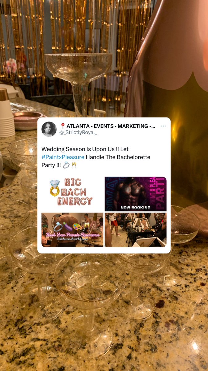 _StrictlyRoyal_'s tweet photo. Book Us For Your Private Event !! In Home or At Our Venue Location !! Full Service All Inclusive Packages Available For Stress Free Bachelorette Parties And Celebrations !!
Email us : PamelaHolley@glamuurinc.com
#atlantaeventplanner #bacheloretteparty #weddingseason2023 https://t.co/V27vx2TAxy