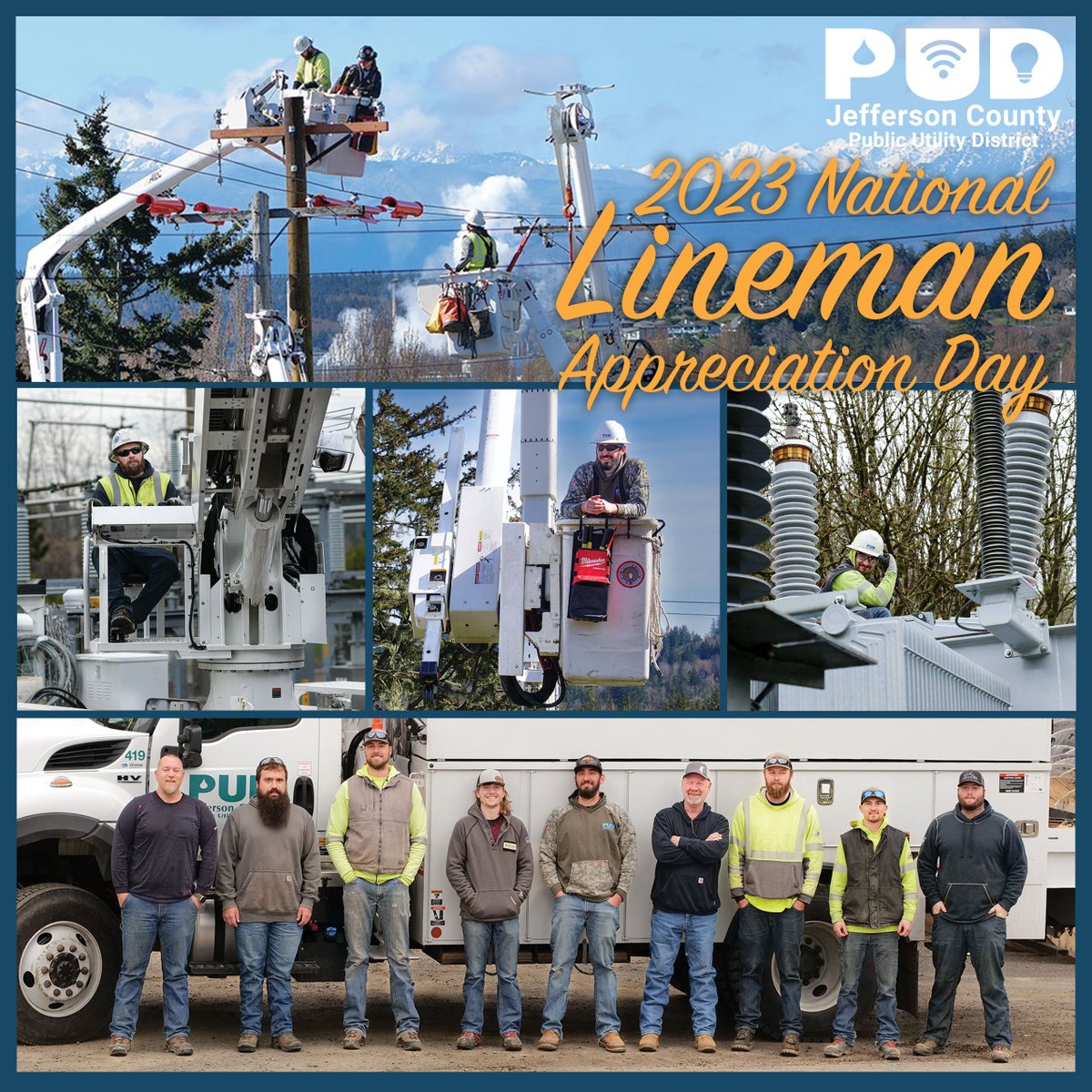 April 18th is National Lineman Appreciation Day and Jefferson PUD is proud to support and highlight our crew and all the line crews across the country who help keep the lights on to power our way of life. #ThankaLineworker #NationalLinemanAppreciationDay