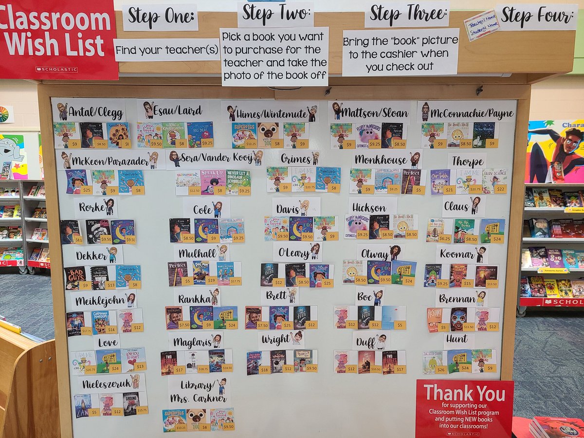 AlconaGlenLC's tweet photo. Our classroom wishlist is up and ready to go for our @scholasticCDA book fair! Thank your classroom educators by purchasing a book from their wish list on Thursday from 3:30-7 pm! @AGESGryphons https://t.co/SoQyCWilQI