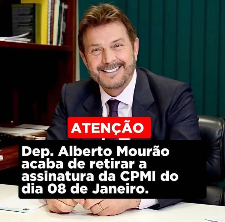 AnaThasFerreir4's tweet photo. Ex prefeito de Praia Grande, Alberto Mourão, retira a assinatura da CPMI DE 8 DE JANEIRO.
O dinheiro e o poder acima do amor, Patriotismo e dignidade humana.
#CPMI08dejaneiroJá https://t.co/tiOWbv3xKl