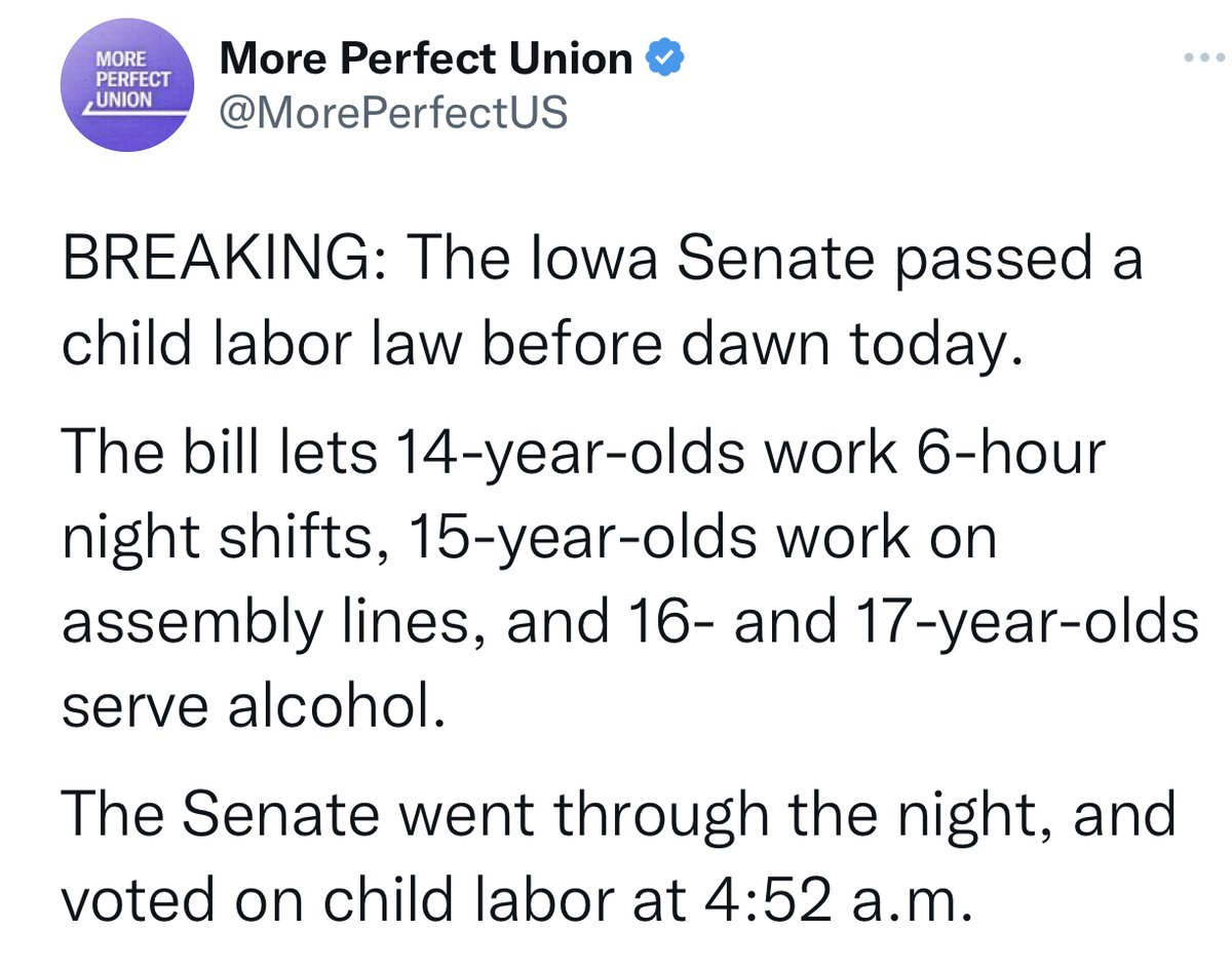 keithedwards's tweet image. Sorry kids, we can't do anything about school shootings, but now you can work late at night on an assembly line ;) — Republicans