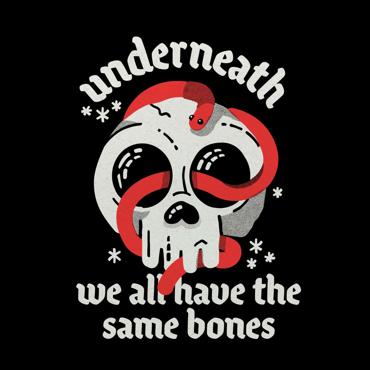 SadSackSux's tweet photo. Heeeeey just a quick reminder that underneath all our perceived "differences," we're all flawed humans with the same bones holding up these weird meat suits 🖤
.
#translifeline #translivesmatter #smallbusiness #nonprofit #illustration #adobeillustrator #vector #emo https://t.co/RGNXjr1dTU