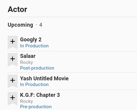 RSKTheMonsters's tweet photo. Upcoming movies of @TheNameIsYash
#Googly2 
#Salaar
#Yash19 [Untitled]
#KGF3 
~ @imdb 

#YashBOSS https://t.co/4tfurKG3Pi