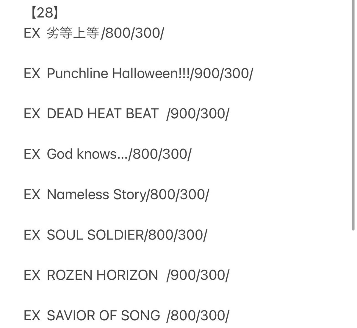 Daikou_chocoo's tweet photo. ガルパ 28〜の曲別料金表になります！！
/AP/FC/となってます！
代行是非ご利用下さい👏👏
#maimai代行
 #CHUNITHM代行
 #チュウニズム代行
 #オンゲキ代行
 #プロセカ代行
 #バンドリ代行
#ガルパ代行
 #太鼓の達人代行
 #太鼓代行
#AP代行
 #FC代行 https://t.co/8wxMYRZ7ey