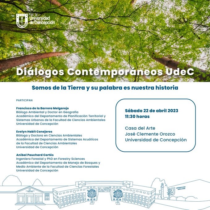 FCAUdeC's tweet photo. 🌱Atención #ComunidadFCA Nuestros académicos, Dr. Francisco de la Barrera y Dra. Evelyn Habit, estarán participando de los #DiálogosContemporáneosUdeC este sábado 22 a las 11:30h 🤩.
Gran instancia para conmemorar el #díadelatierra🌎 
Nos vemos en la Casa del Arte @udeconcepcion https://t.co/p68XZIuhSr
