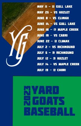 ScGoats's tweet photo. Alright you people. Hoooooot of the press. The #Goats open up their schedule May 25th. Ball season is right around the corner! https://t.co/cT64uq3jkB