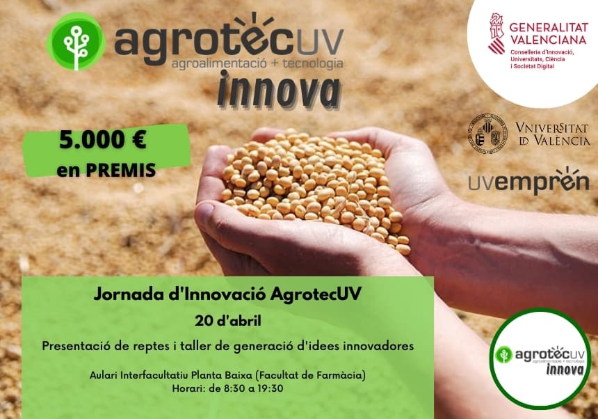 UVempren_'s tweet photo. 🚨Aquesta vesprada finalitza el termini per apuntar-se a la Jornada d'Innovació @agrotecuv #Innova @GVAinnova (📅20/04)
✔️Desenvolupar idees de negoci al voltant de l'agroalimentació
💳 Accés a l'Escola d'Estiu d'Innovació amb 5️⃣0️⃣0️⃣0️⃣€ en 🏆
https://t.co/HgkPjSh3jx https://t.co/Unu8mXFSqN