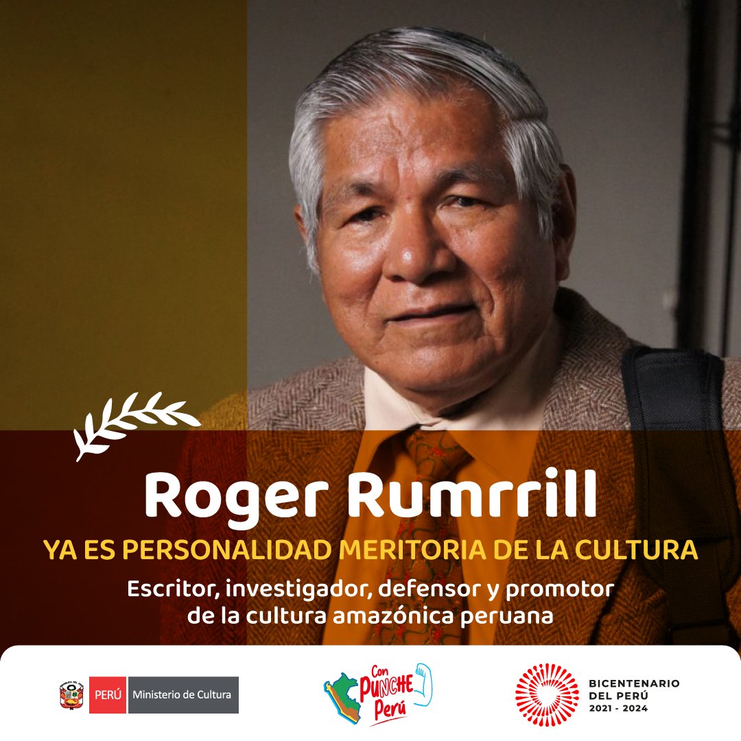🏅 ¡Loreto tiene una nueva Personalidad Meritoria de la Cultura! Otorgamos esta distinción a Roger Alejandro Rumrrill García por su destacada labor como escritor e investigador de la cultura amazónica y defensa de los pueblos indígenas.

👉🏽 Conoce más: gob.pe/es/n/742429