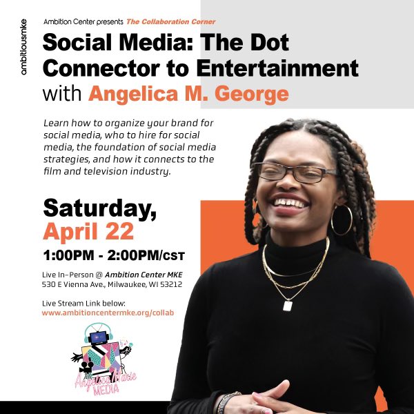 It’s time ✨ Milwaukee I’ll be speaking on my experiences within entertainment + social media in person. If you’ll like to watch virtually as well link is on the flyer 💫✨ #Milwaukee #Filmmaker #SocialmediaStrategist #AMMEDIA