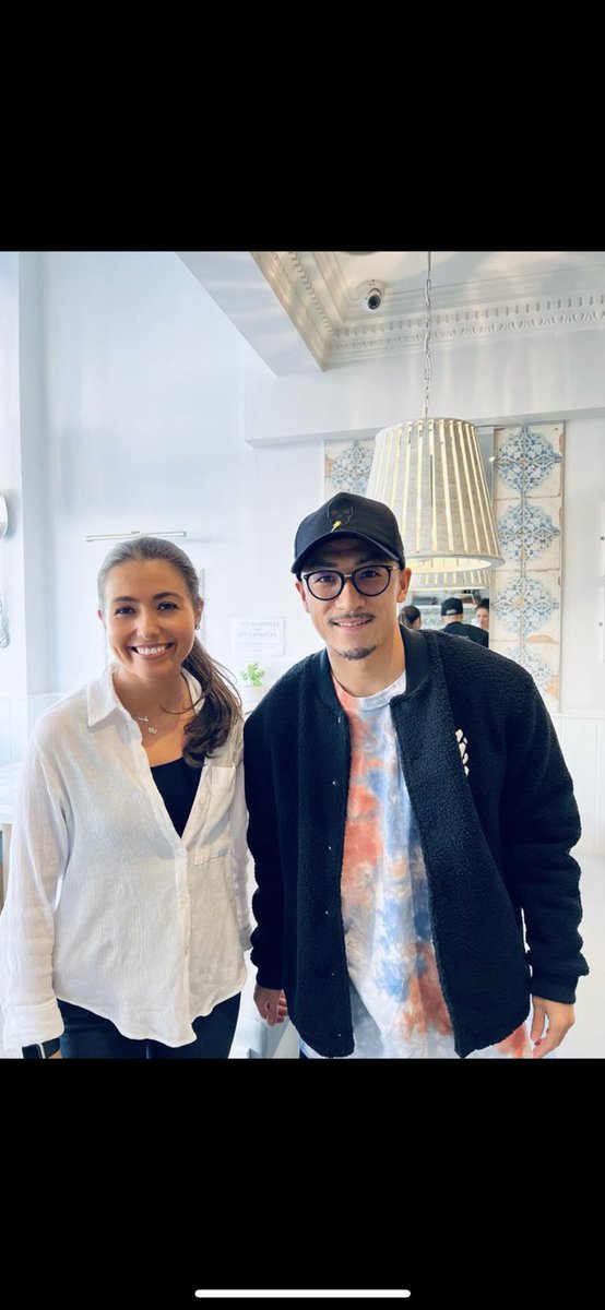 lalanternawest's tweet photo. Claudia got a quick snap with Daizen Maeda when he visited us for lunch today! ☘️⚽️ https://t.co/YwqQGS0WsT