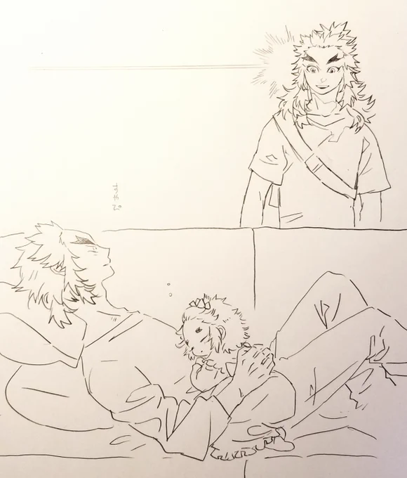 落書き:帰宅したら父上が千寿ちゃんと天国のような状況でお昼寝しているのを見てしまったお兄様 
