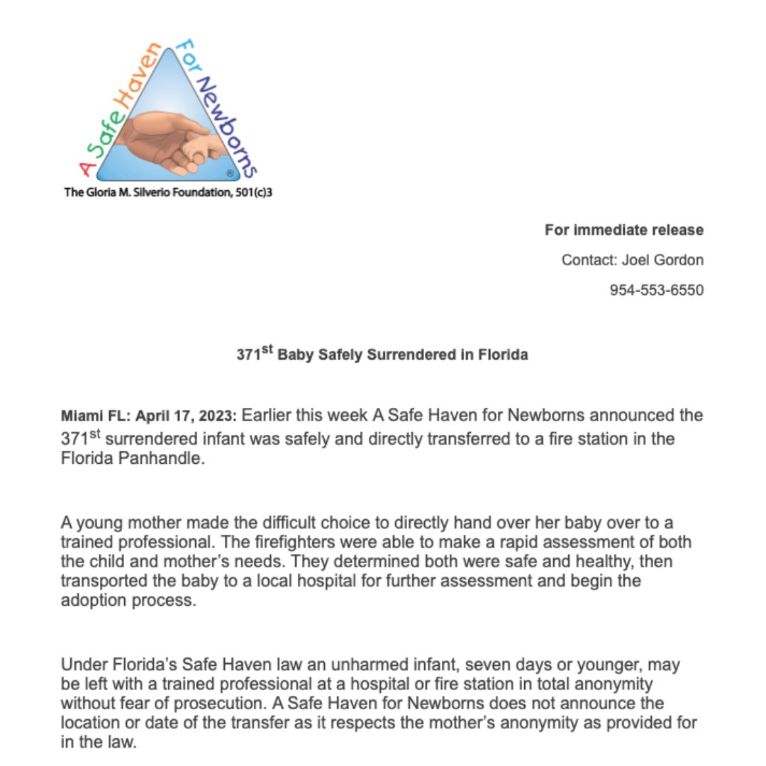 haven4newborns's tweet image. Helping moms and saving newborn lives. Every life is precious! Please share this good news on your social media.
#asafehavenfornewborns #infantabuse #pregnantwomen  #stopinfantabandonment #pregnantandalone #ashfnb #safetynet #safehavenlaw #safesurrender #everylifeisprecious