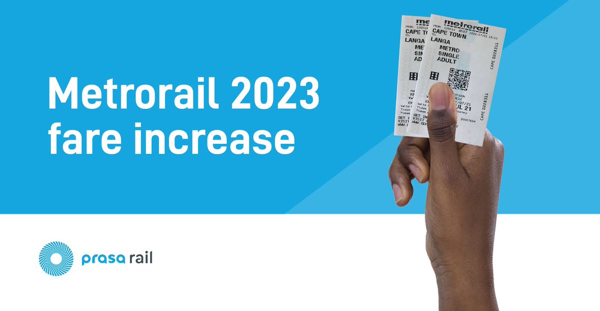 #RegionalAdvisory :  
Intention to Increase Fares 

PRASA has announced its intention to increase rail fares nationwide for its subsidiary, Metrorail.