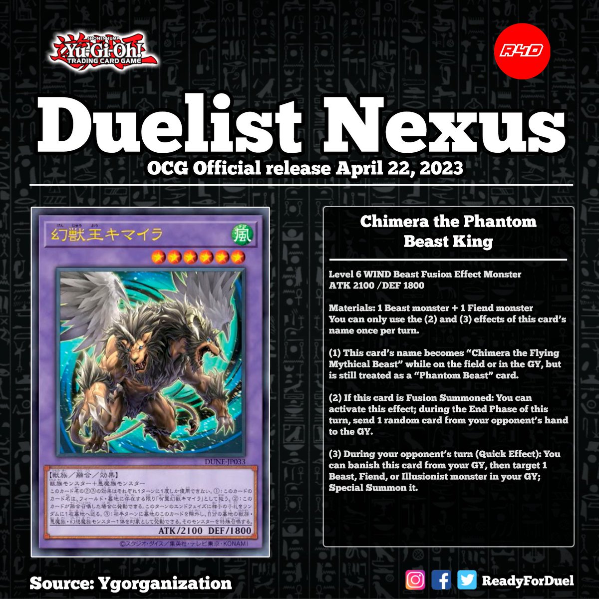 yugioh valiant smashers cards DUNE-EN033 - Chimera the King of Phantom Beasts main image 1