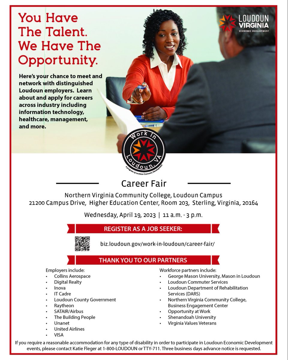 You’re still invited to join us tomorrow for the #WorkInLoudoun Spring #CareerFair! Don’t miss your chance to meet with hiring companies looking to hire talent like you!
hubs.li/Q01Kzc7_0