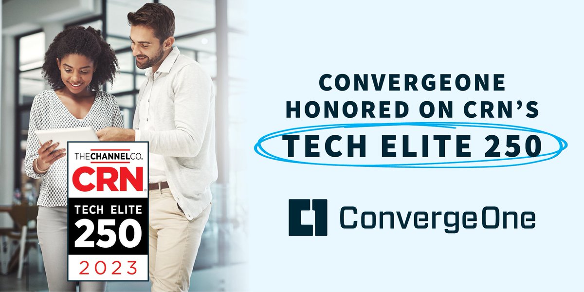 OneC1Company's tweet photo. ConvergeOne has been honored on @CRN’s Tech Elite 250 list for achieving the highest level and largest breadth of certifications and specializations from key technology partners in the #infrastructure, #cloud and #security spaces! Learn more: https://t.co/cxce6TGnnC https://t.co/TC48jnSt27