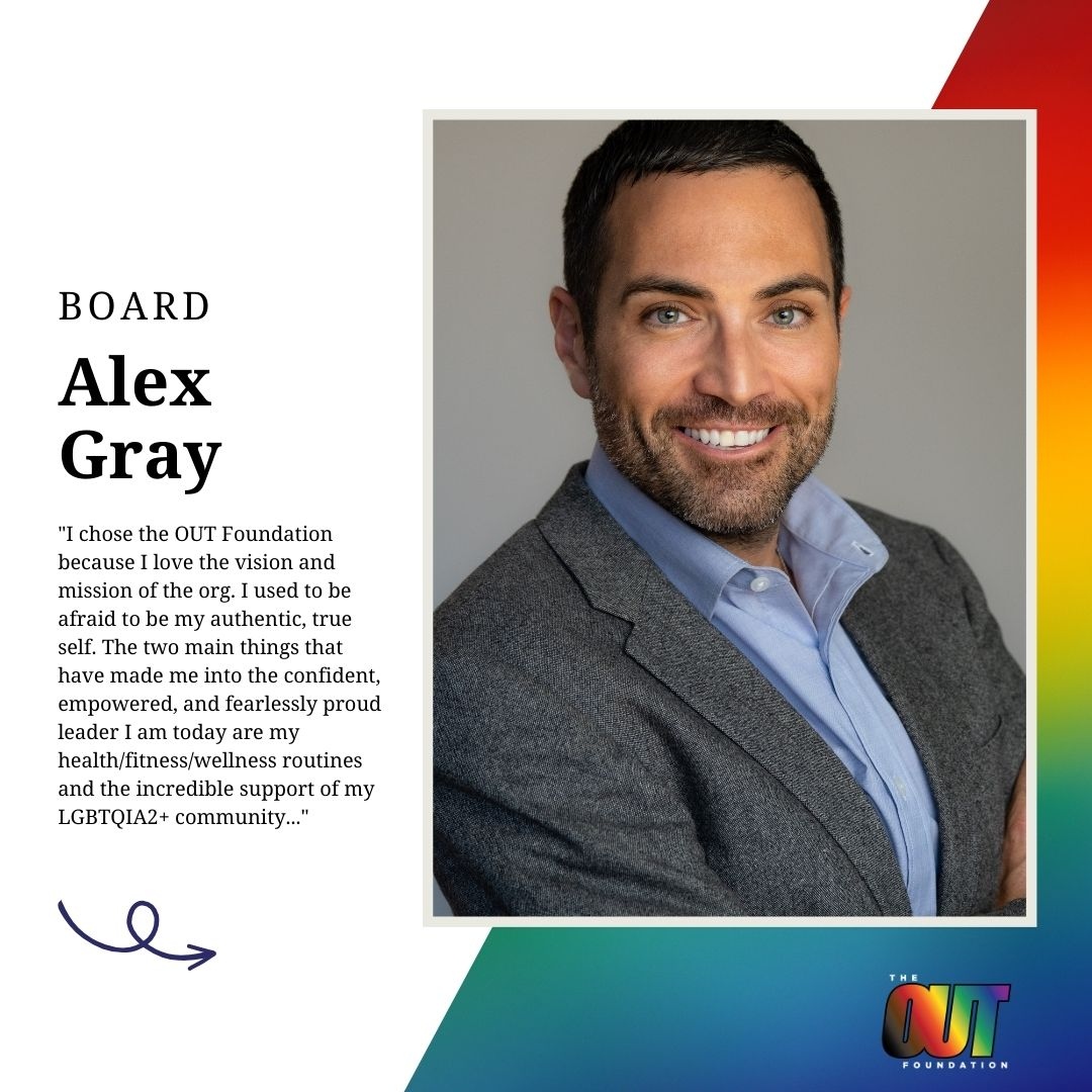 theoutfdn's tweet photo. Cheers to Board Secretary, Alex Gray ✨

Let’s continue the work to break down the barriers that keep LGBTQ+ individuals and youth from being their authentic selves and finding community that supports and empowers that sense of self in fitness and wellness spaces! https://t.co/DRXg9Y72yd