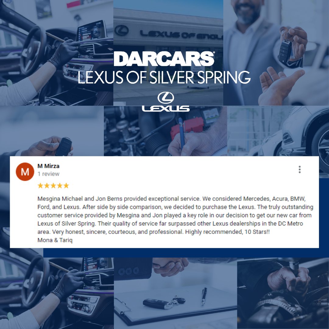 lexus__ss's tweet photo. Read what some of our customers are saying about their DARCARS experience. https://t.co/S3upxgN1x2