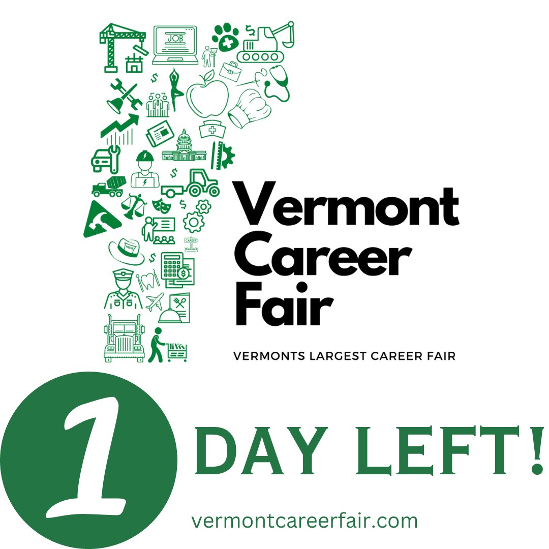 agcvermont's tweet photo. Tomorrow is the big day! The Vermont Career Fair is going to be an amazing opportunity for employers and for job seekers! Make sure you don't miss out! It is at the Champlain Valley Expo from 10am-4pm on April 20th.
Visit https://t.co/K7Uf3t8gUm to get more information. https://t.co/wnLdvuMEHv