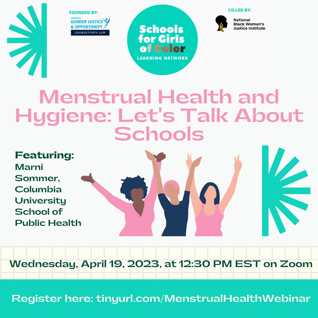 Join us tomorrow at 12:30PM ET for a webinar on approaches schools can take to support the menstrual health and hygiene of students! Hear from Marni Sommer and directly from young people about what schools can do to support students. Register here: tinyurl.com/MenstrualHealt…