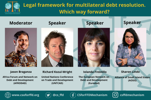 SID_INT's tweet photo. Join @cs_ffd's side event at the @UN #Fin4Dev forum, where they discuss #debtcrisis prevention & resolution processes:
➡️'Legal framework for multilateral debt resolution. Which way forward?'
🗓️18 Apr 13.30 EST
📍CR9, UN HQ
#FfDForum #DebtJustice #CanceltheDebt #DebtWorkout https://t.co/kQ8g27WVSb