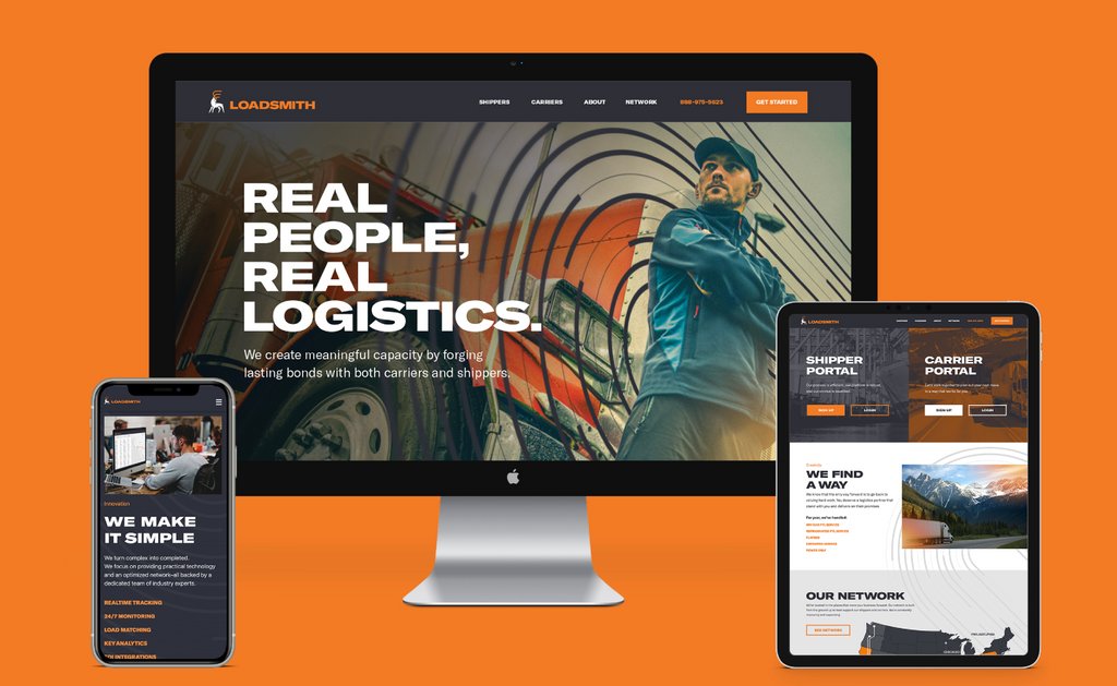 LaVisual's tweet photo. In our collaboration with Loadsmith, we meticulously crafted a modern/distinguished brand that positions them as a frontrunner in the transportation &amp; logistics industry.  Read about this concept &amp; our strategic utilization of color, typography &amp; imagery on our website! https://t.co/rE7ZNLXcPy