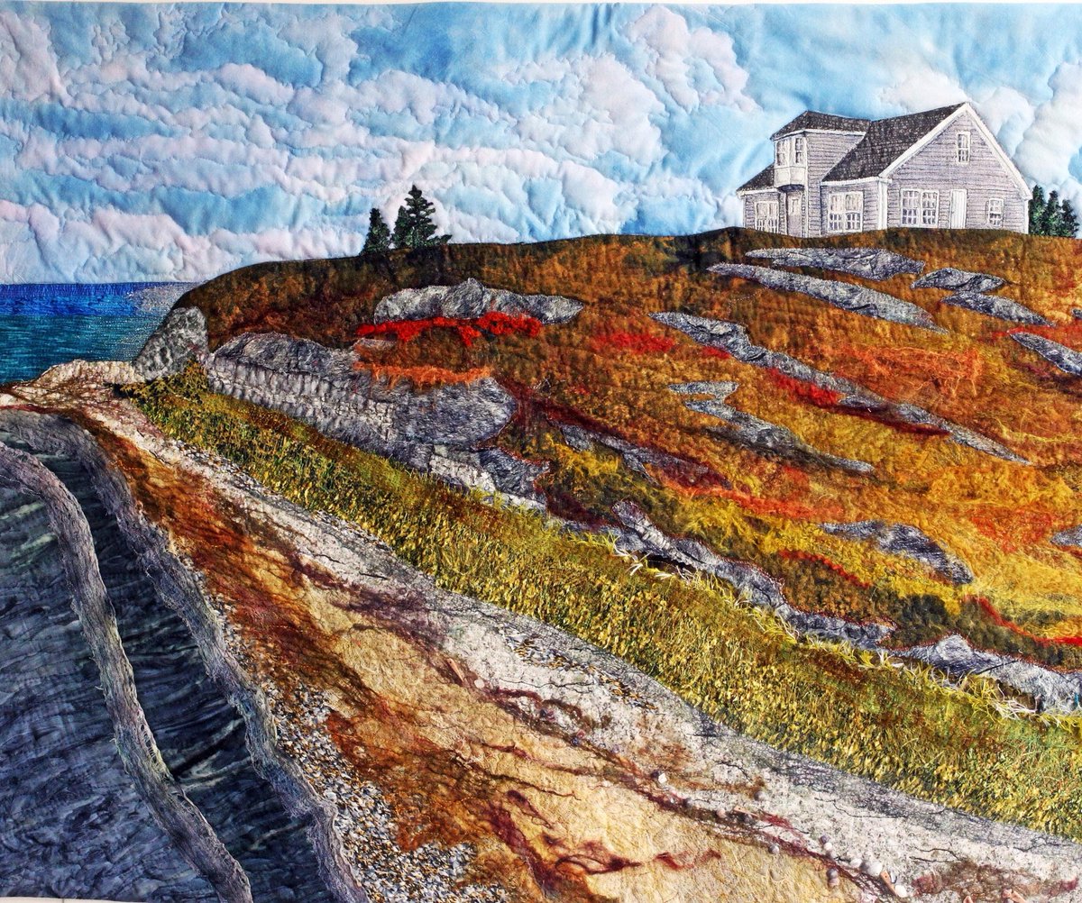 Contemporary Nova Scotia textile artist Laurie Swim creates quilt art which captures her local landscapes #WomensArt