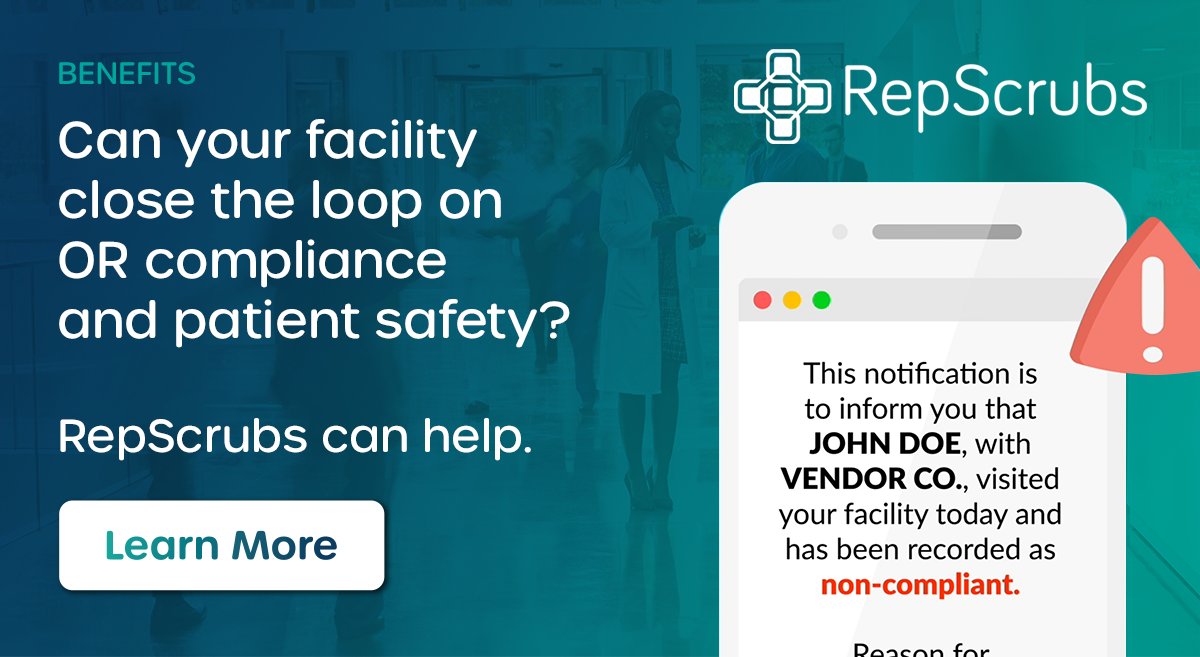 Repscrubs's tweet photo. Can your facility close the loop on OR compliance and patient safety? RepScrubs can help. 

Learn more here: https://t.co/j45KijgP8e https://t.co/s5e46PwWuE