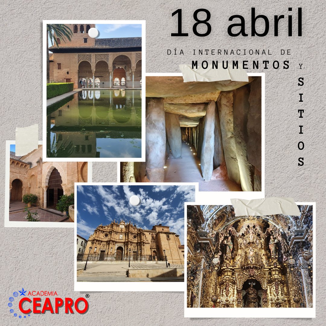 AcademiaCEAPRO's tweet photo. 📅 Hoy, #18deAbril, el equipo docente de nuestro curso de Conservadores de Patrimonio, Subopción Patrimonio Arqueológico, os desea un
🌐 𝐅𝐞𝐥𝐢𝐳 𝐃í𝐚 𝐈𝐧𝐭𝐞𝐫𝐧𝐚𝐜𝐢𝐨𝐧𝐚𝐥 𝐝𝐞 𝐌𝐨𝐧𝐮𝐦𝐞𝐧𝐭𝐨𝐬 𝐲 𝐒𝐢𝐭𝐢𝐨𝐬.

#ApruebaEnCeapro
#Cultura #TurismoActivo #Arqueología https://t.co/WQpzDe2Ope