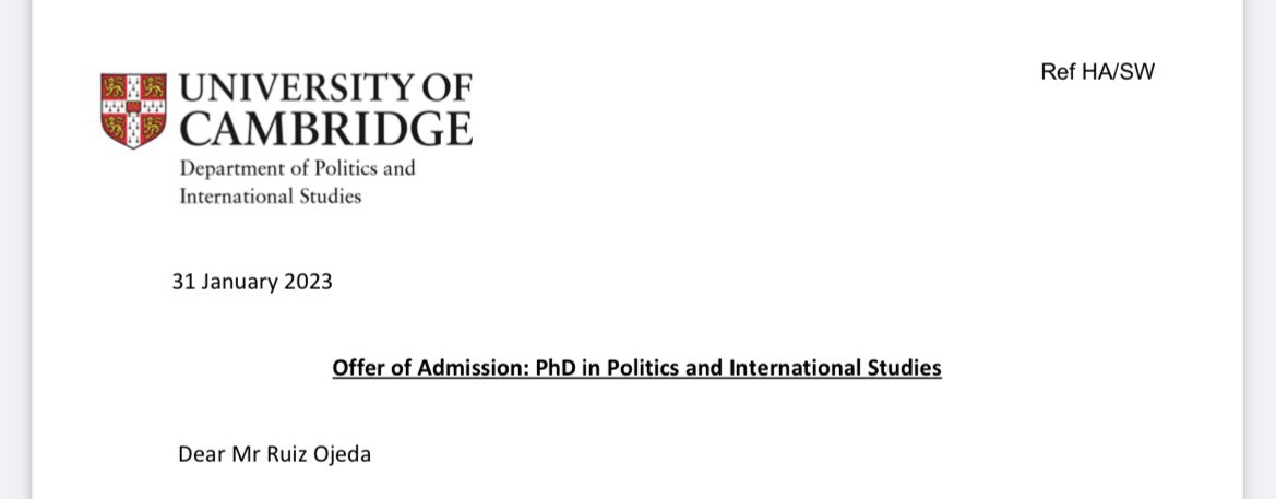 AndresRuoj's tweet image. Cada año, @Gates_Cambridge beca a ~70 estudiantes de todo el mundo para estudiar un posgrado en @Cambridge_Uni. Yo soy afortunado porque este año fui una de las personas seleccionadas y a partir de octubre regresaré a Cam a estudiar un PhD en Política y Estudios Internacionales.