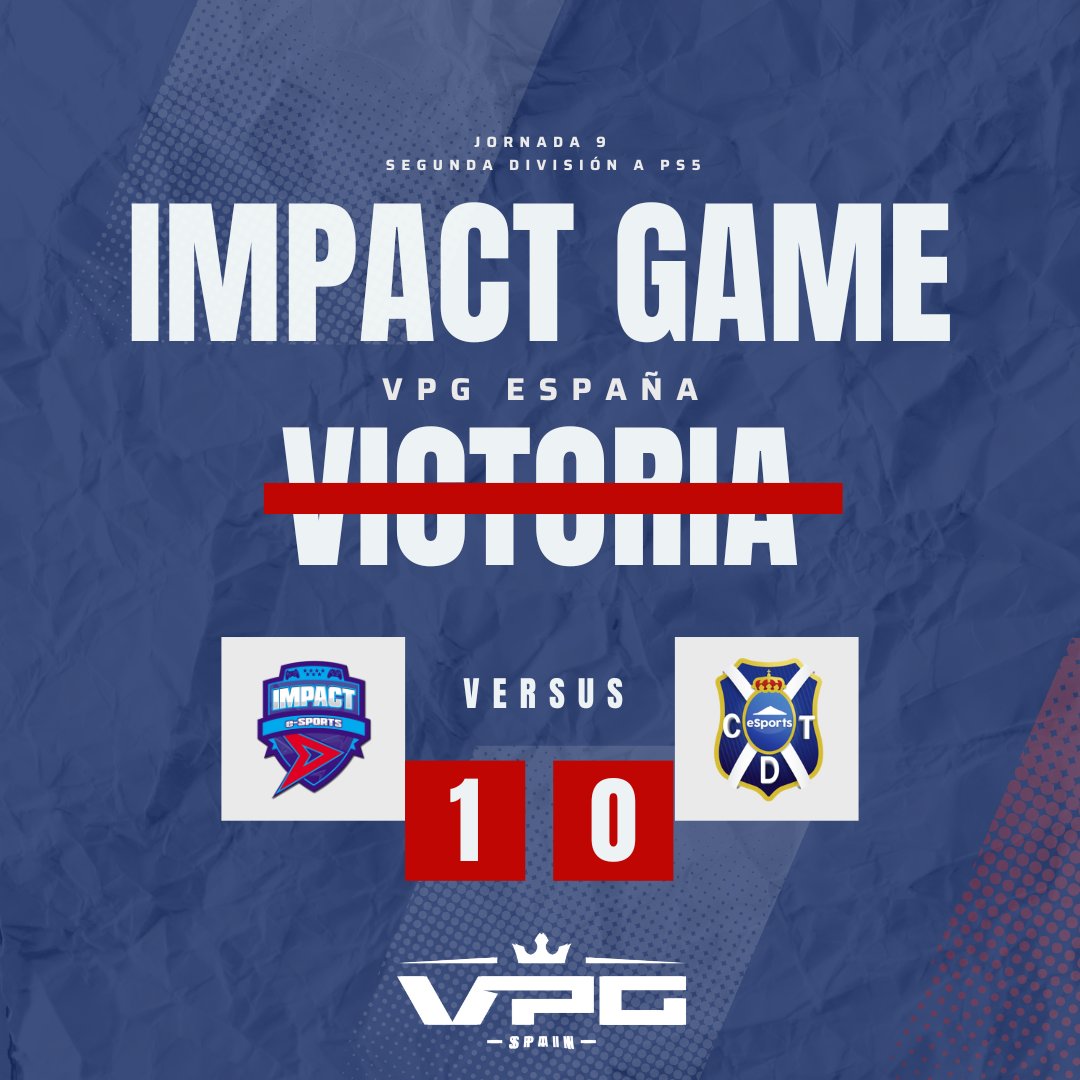 ImpactGame_PS5's tweet photo. 🗞️| RESULTADO JORNADA 9
🏆| @VPGspain
🆚 | @CDT_ProClubs
✅| 2-1
⚽️| @alejandrofarra7
👟| -
⭐️| @alejandrofarra7
#ImpactGame https://t.co/fU0THHdjFz