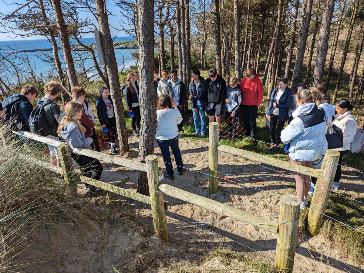 BCOldham's tweet photo. Our students have had a busy day in Anglesey, it's not all just walks along the beach! They've spent the afternoon calculating carbon dating on trees, which can reveal how many years have passed since the tree died, which is absolutely fascinating! #lovefieldtrips #proudtobeblue https://t.co/pINnKpmDyd