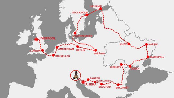 hrvatskiescklub's tweet photo. 🚜 BREAKING NEWS: Let 3's Golden Tractor is starting its journey towards Liverpool on April 24th! The route that the tractor will take stretches across Europe and passes through Serbia, Romania, Moldova, Ukraine, and even Finland, Sweden, and many other countries. 👇 https://t.co/bon8IGMtxf