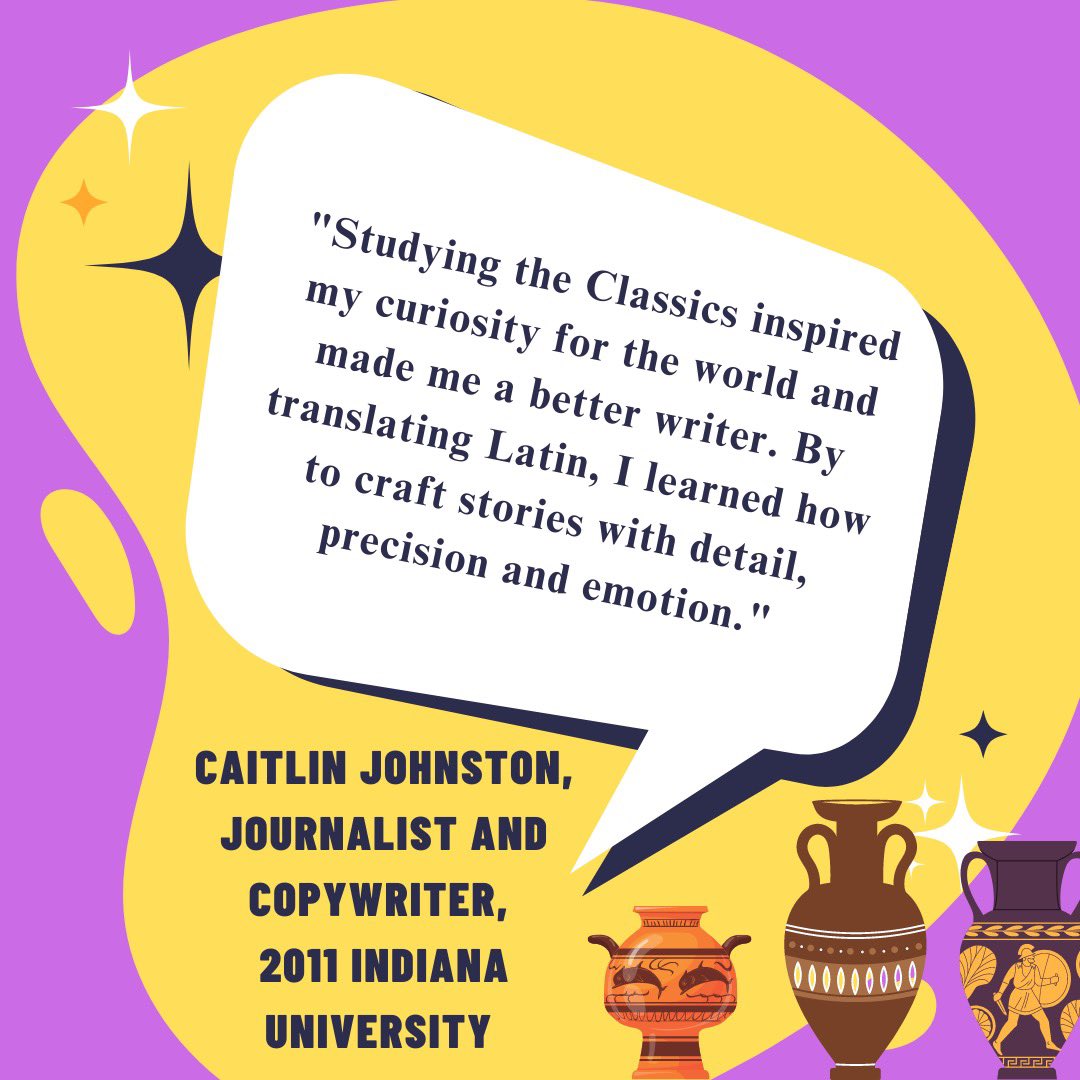 NationalSCL's tweet photo. Happy National Classics Week everyone! To celebrate, the NSCL Publicity Committee and a couple NSCL board Officers have shared why Classics helped them in college and post grad, and where it led them in their careers! https://t.co/FTNYQkGRfe