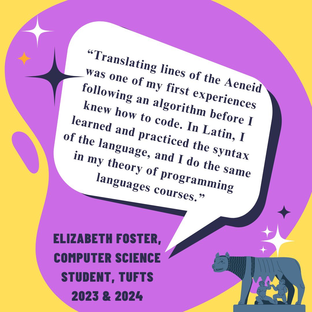 NationalSCL's tweet photo. Happy National Classics Week everyone! To celebrate, the NSCL Publicity Committee and a couple NSCL board Officers have shared why Classics helped them in college and post grad, and where it led them in their careers! https://t.co/FTNYQkGRfe