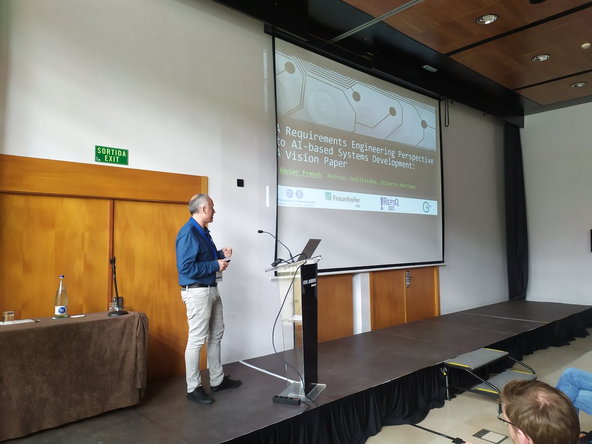 WC_REFSQ's tweet photo. RE for Artificial Intelligence is the main topic at #REFSQ23 session 5️⃣

Great presentations by Hans-Martin Heyn, Anastasia Mavridou and Xavier Franch 👏 https://t.co/Weuurw5Ofn