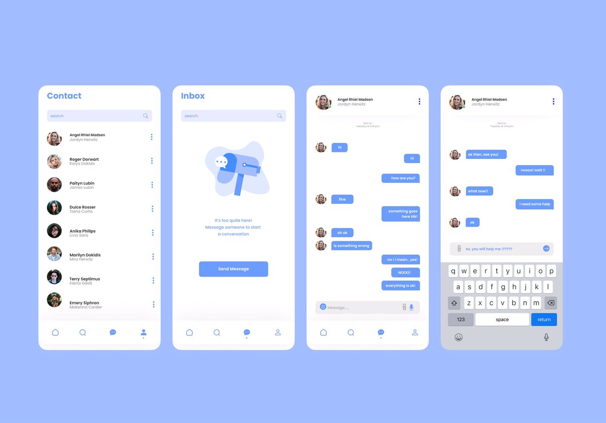 Rockybaduor_'s tweet photo. Messaging App Ui Design in Figma ✨

#ui #uidesign #uiux #uitrends #uidesigner #uiinspiration #uiuxdesign #uitm #uxuidesigns #uxuiglobe #messaging #design #figma #figmadesign #mobile #mobileapp #mobileappdesign #chats #inbox #uidaily #uidailychallenge https://t.co/I9k6PmfphP