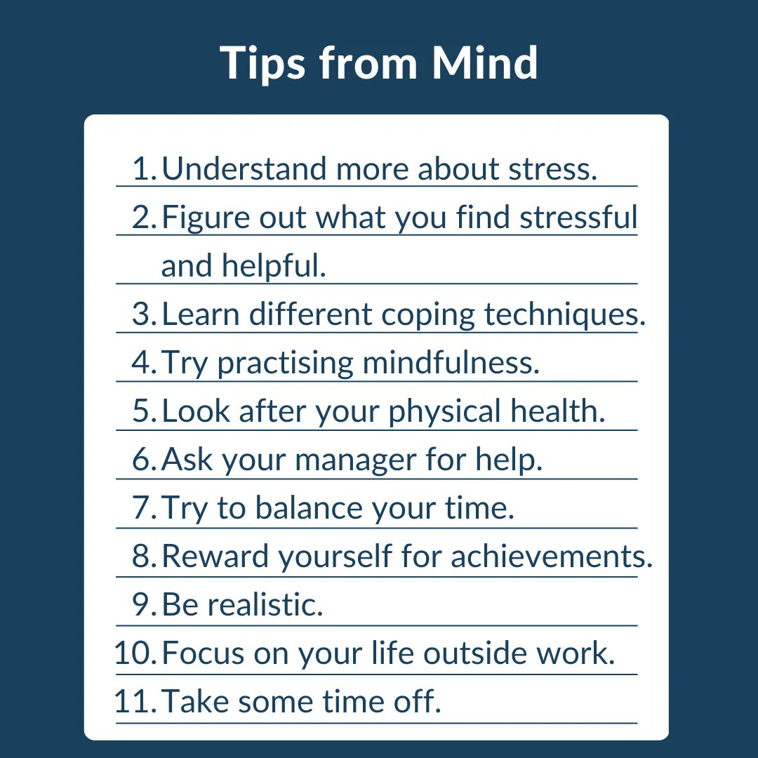 How do you manage stress at work?
 
Here are some tips to help you. 

#Mind #Stressawarnessmonth
